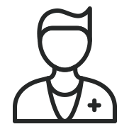 line icon of a doctor from the shoulders up