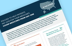 Teaser image for fact sheet, titled "Policies to Help Patients Pay Less for their medicines: cover medicines from day one"