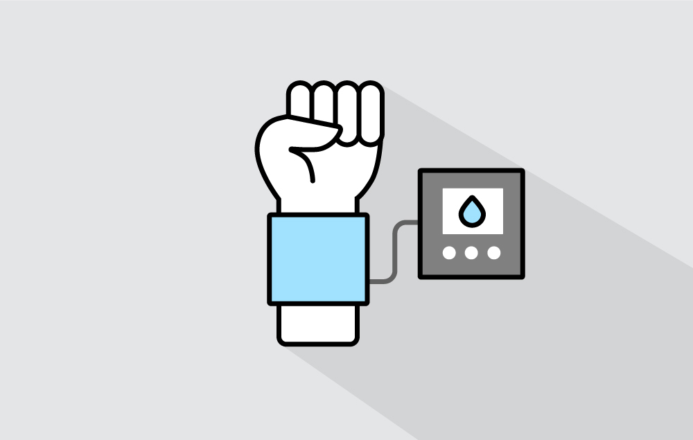 Graphic illustration of a blood pressure monitor on a wrist