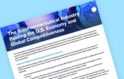 Teaser image for PhRMA's report on how the biopharmaceutical industry fuels the US economy and global competitiveness