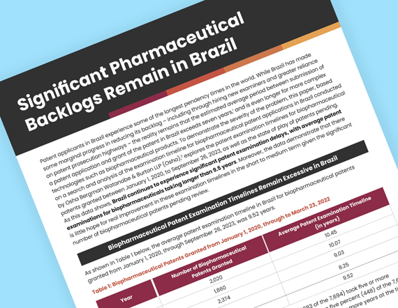 The first page of a PhRMA fact sheet entitled "Significant Pharmaceutical Backlogs Remain in Brazil"