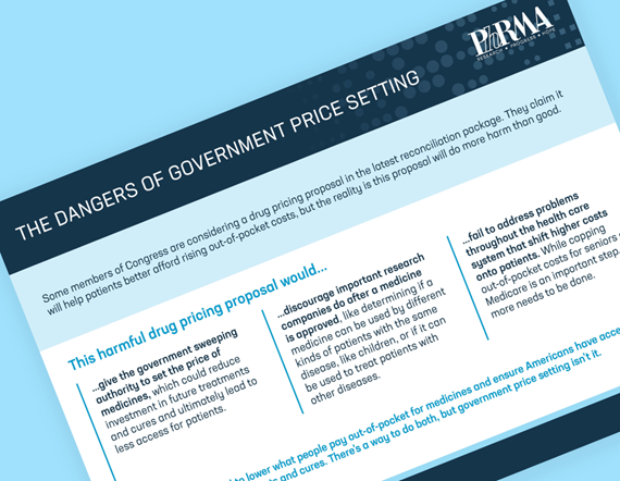 Teaser image of PhRMA's pocket card on the dangers of government price setting