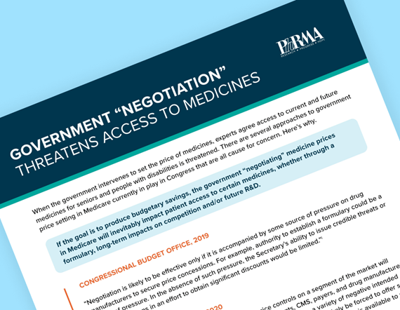 Teaser image of PhRMA's fact sheet on how government negotiation threatens access to medicines