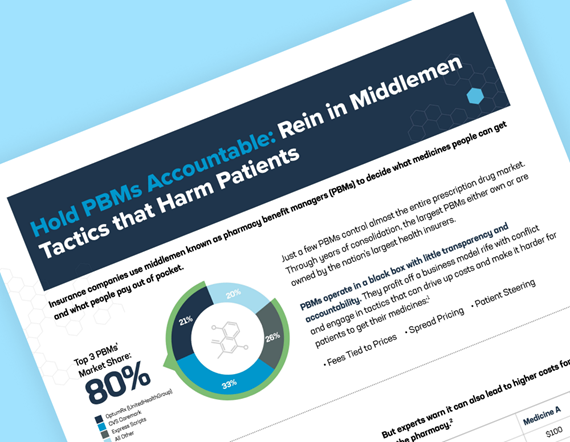 Teaser image for PhRMA Fact Sheet Hold PBMs Accountable: Rein in Middlemen Tactics that Harm Patients