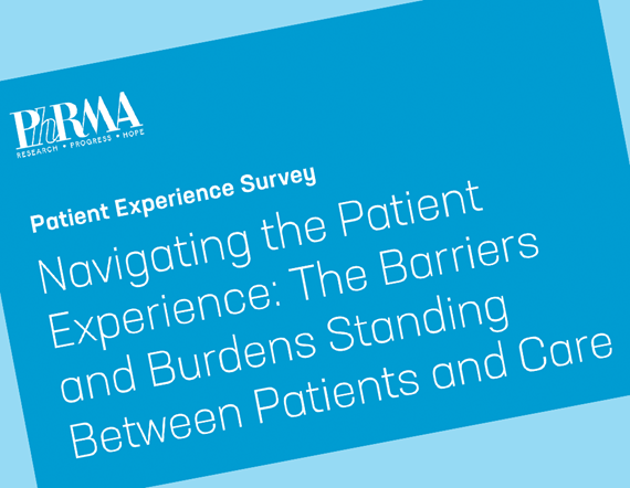 Teaser image for PhRMA's Patient Experience Survey with the text "Patient Experience Survey. Navigating the Patient Experience: The Barriers and Burdens Standing Between Patients and Care"