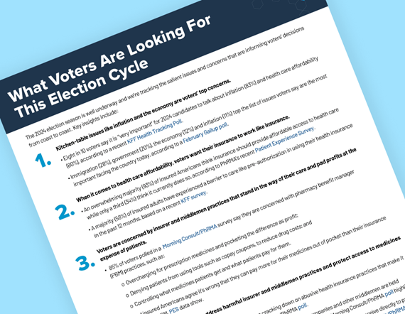 Teaser image of PhRMA's fact sheet on what voters are looking for this election cycle